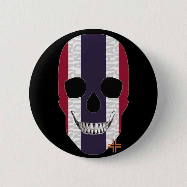 HANDSKULL Thailand Round Badge  black B2 (Front)