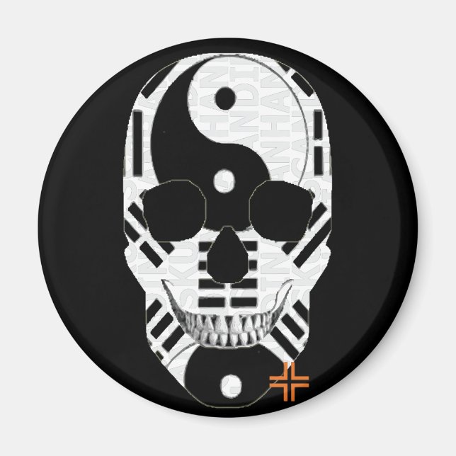 HANDSKULL Yin Yang round magnet   B2 (Front)