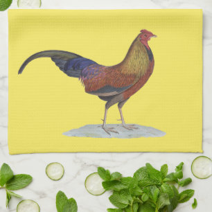 Handsome Alert Rooster Tea Towel