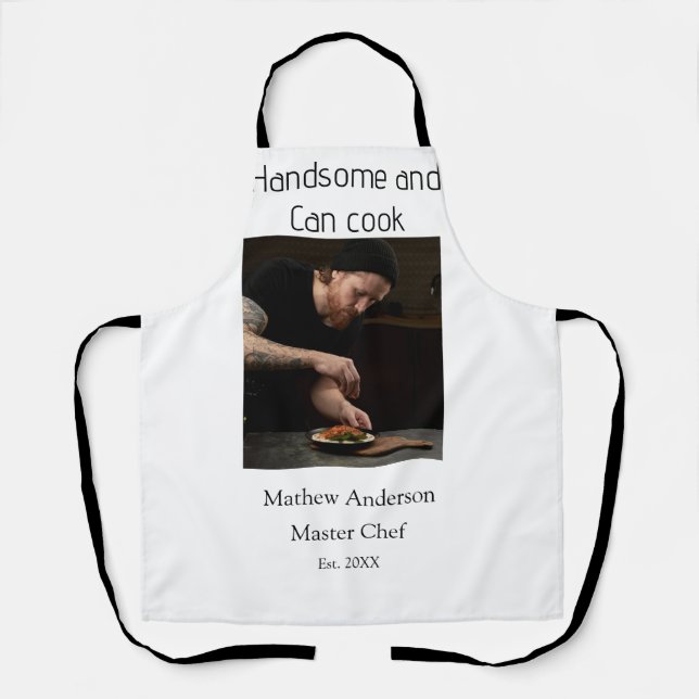 Handsome and can cook add name master chef date apron (Front)