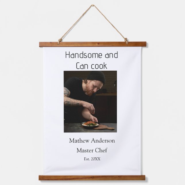 Handsome and can cook add name master chef date hanging tapestry (Front)