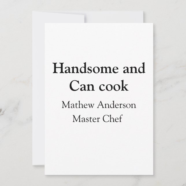Handsome and can cook add name master chef date holiday card (Front)