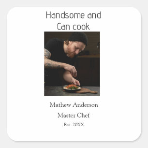 Handsome and can cook add name master chef date square sticker