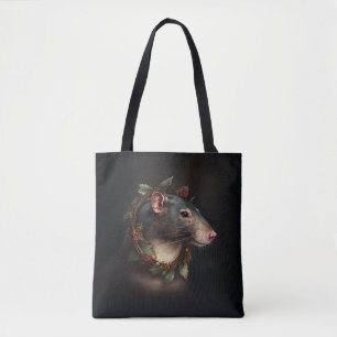 Handsome and Festive Pet Rat Holidays/Christmas Tote Bag