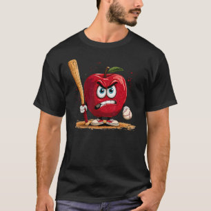 Handsome Apple Face With Sporty Baseball Bat T-Shirt