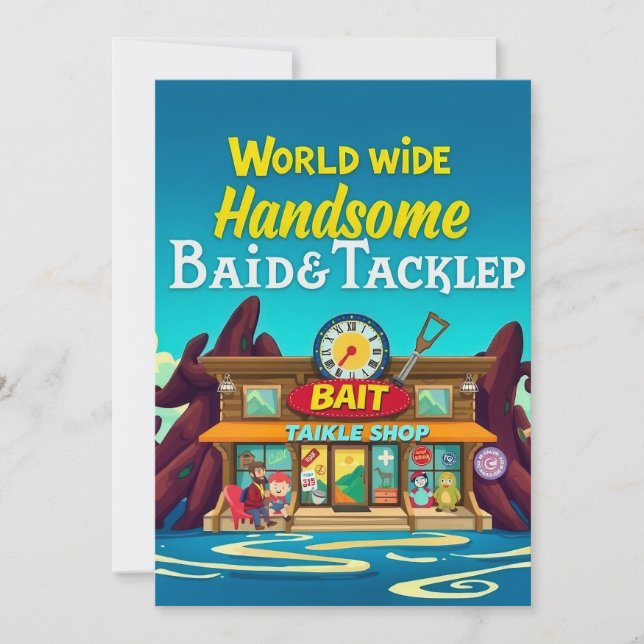 Handsome Bait & Tackle: Your Go-To Fishing Spot Invitation (Front)