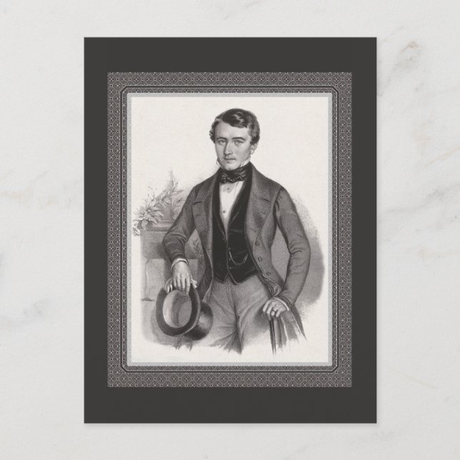 Handsome Biedermeier Gentleman Elegant Vintage Postcard (Front)