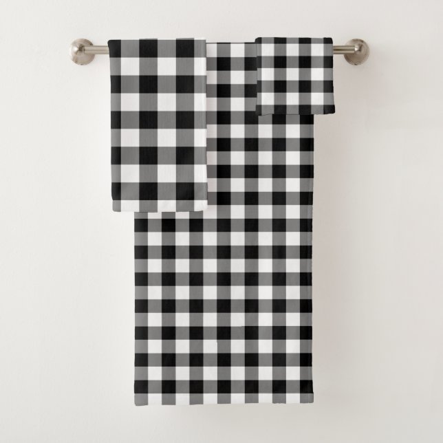 Handsome Black and White Gingham Pattern Towel Set (Insitu)