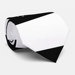 Handsome Black and White Stripes Monogram Tie