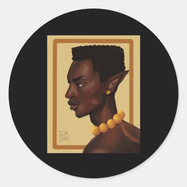 Handsome Black Elf Portrait Sticker  (Front)