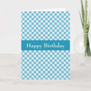 Handsome Blue Gingham Birthday Card