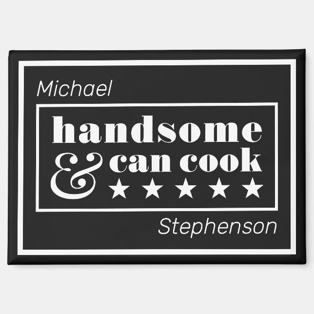 Handsome & Can Cook Typography Father's Day Magnet (Front)