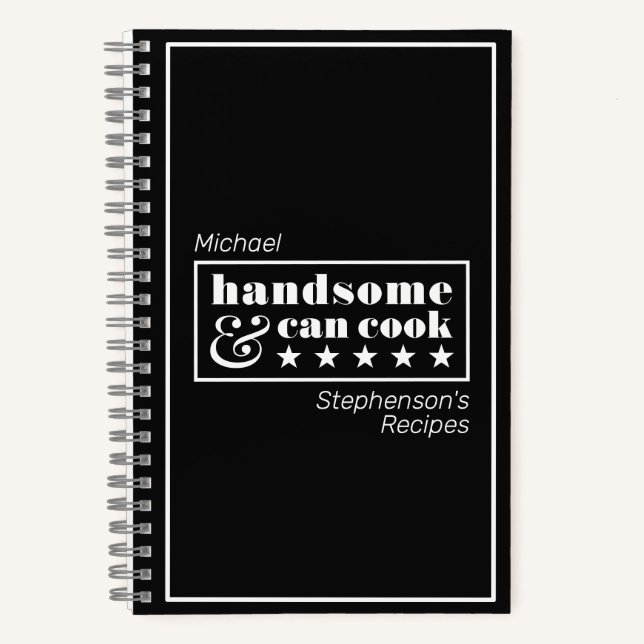 Handsome & Can Cook Typography Father's Day Recipe Notebook (Front)