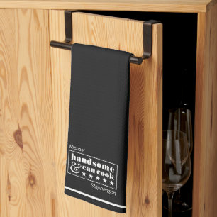 Handsome & Can Cook Typography Father's Day Tea Towel