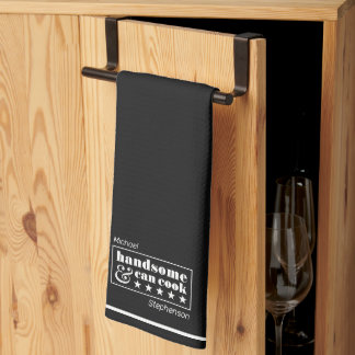 Handsome & Can Cook Typography Father's Day Tea Towel