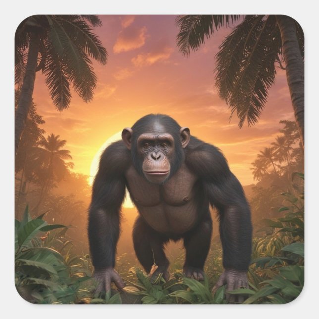 Handsome Chimp Square Sticker (Front)