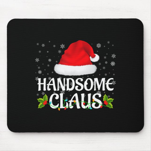 Handsome Claus Christmas Lights Santa Pajama Famil Mouse Pad (Front)