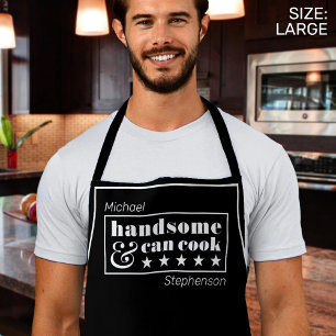 Handsome Cook Funny Mens Black White Father's Day Apron