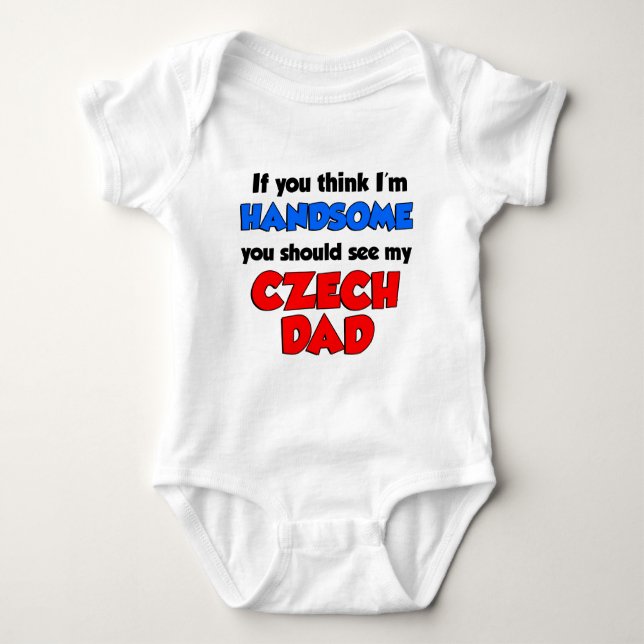 Handsome Czech Dad Baby Bodysuit (Front)