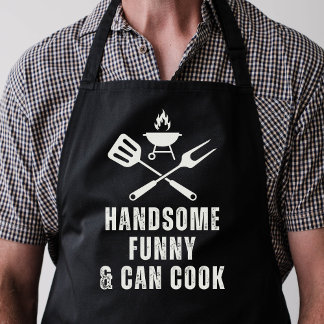 Handsome Funny And Can Cook Bold Funny  Apron