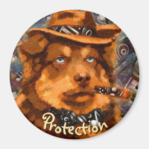 Handsome Gangster Dog w/Blue Eyes Personalised Magnet