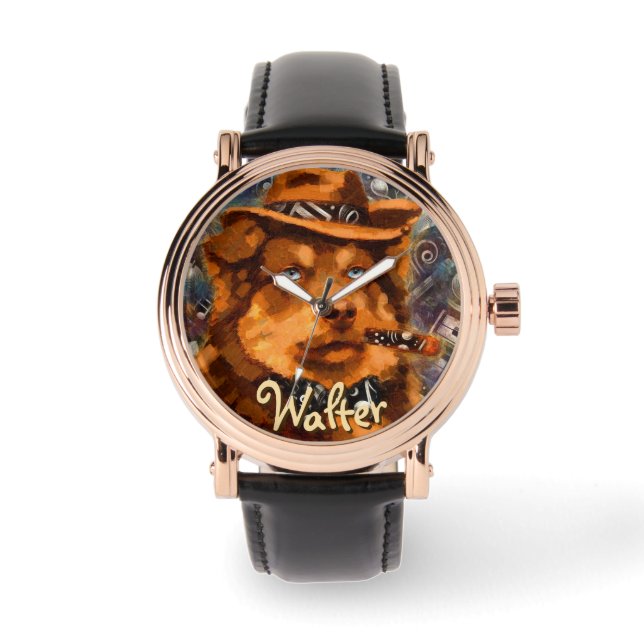 Handsome Gangster Dog w/Blue Eyes Personalised Watch (Front)