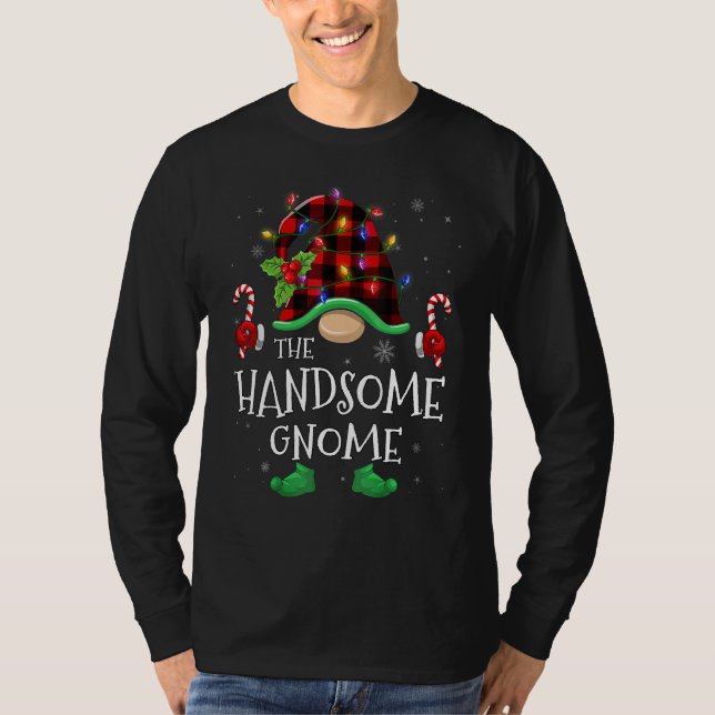 Handsome Gnome Buffalo Plaid Matching Family Chris T-Shirt (Front)