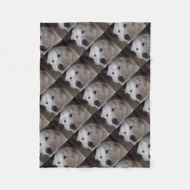 Handsome Great Pyrenees Dog Fleece Blanket (Front)