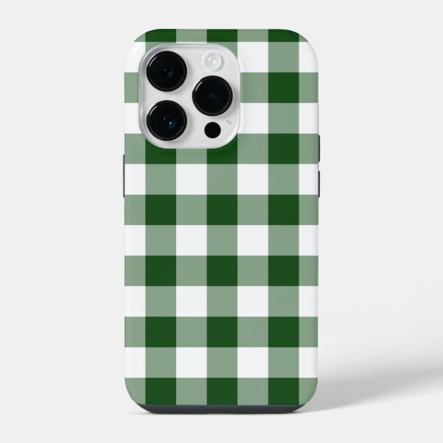 Handsome Green and White Gingham Pattern iPhone Case (Back)