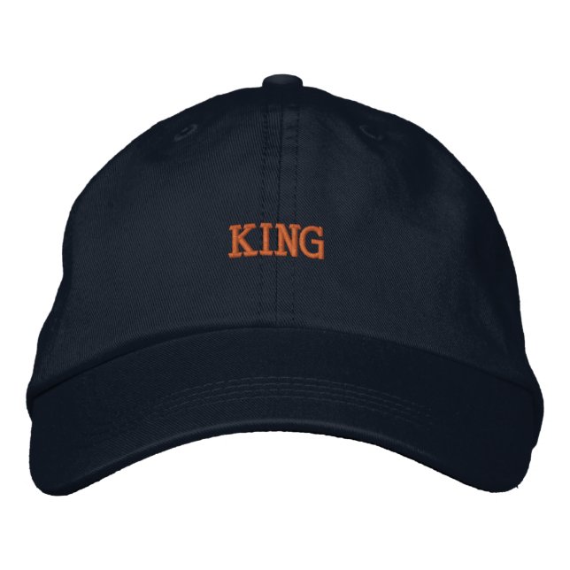 Handsome KING Basic Adjustable Elegant Look Navy Embroidered Hat (Front)