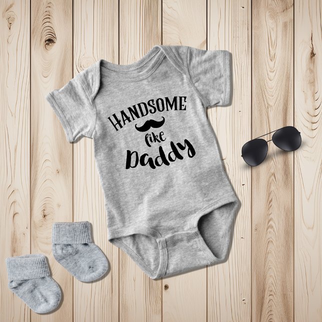 Handsome Like Daddy Moustache Boy Baby Bodysuit (Creator Uploaded)