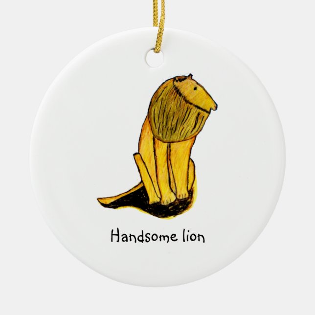 Handsome lion ceramic tree decoration (Front)