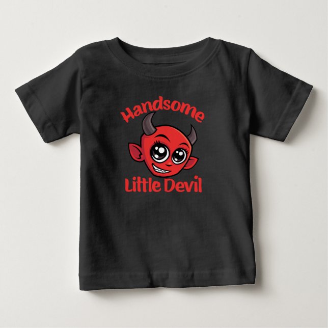Handsome Little Devil Baby Cartoon Character T-Shirt (Front)