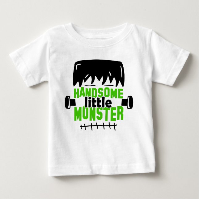 Handsome Little Monster Frankenstein Halloween Baby T-Shirt (Front)