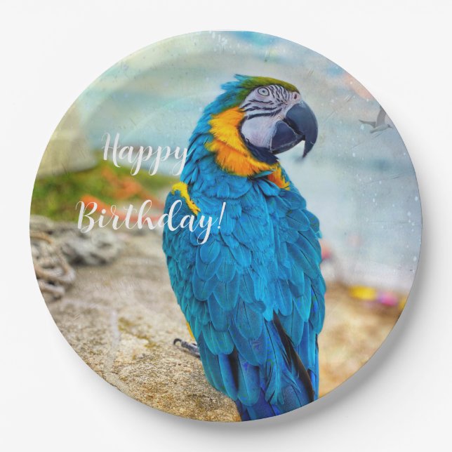 Handsome Macaw Parrot Paper Plate (Front)
