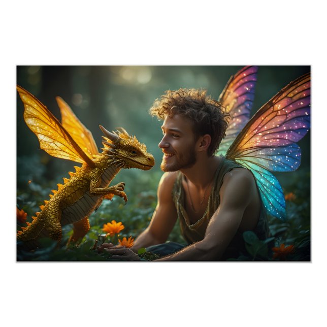 Handsome Male Fairy Golden Dragon Poster (Front)