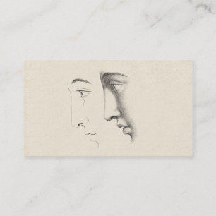Handsome Man's Profile Antique French Engraving Business Card
