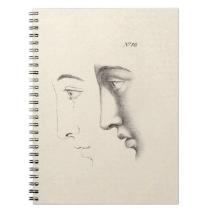 Handsome Man's Profile Antique French Engraving Spiral Notebook