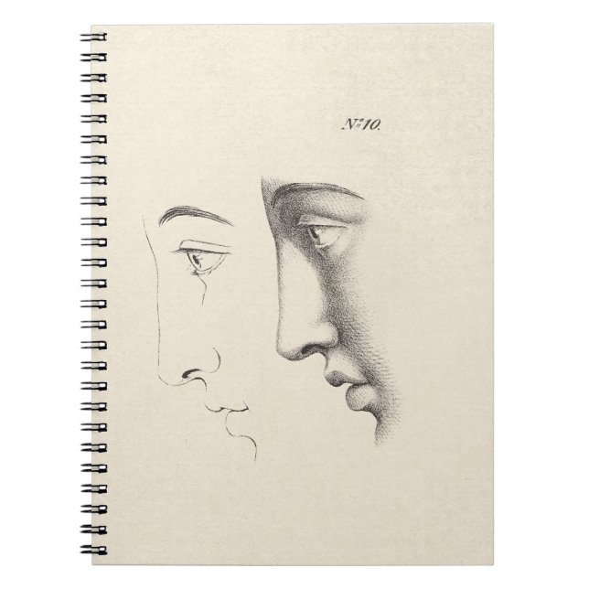 Handsome Man's Profile Antique French Engraving Spiral Notebook (Front)