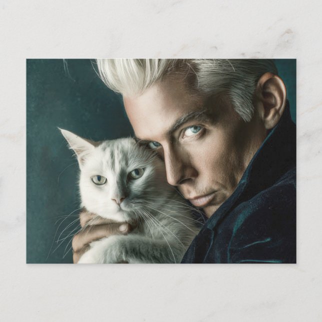 Handsome Men & Cats Art Postcard (Front)
