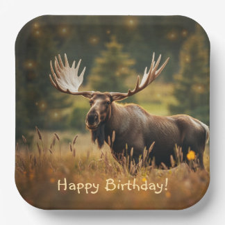 Handsome Moose Paper Plate