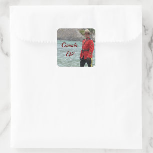 Handsome Mountie Happy Canada Day Funny Photo Square Sticker