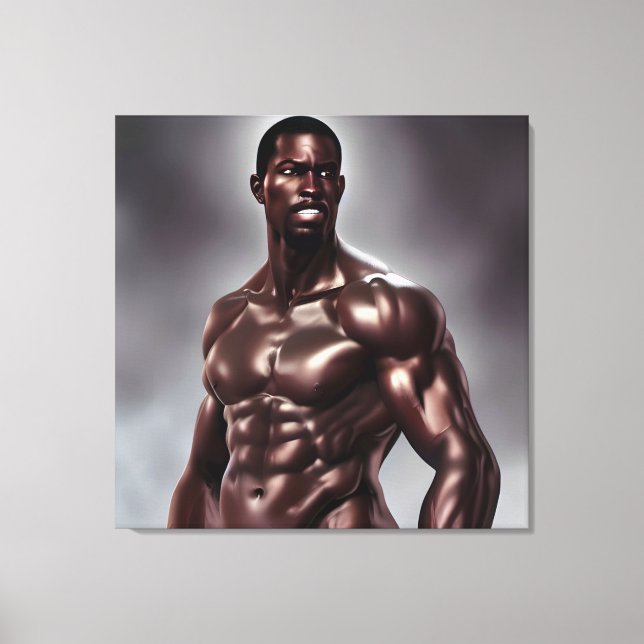Handsome Muscular Black Man Canvas Print (Front)