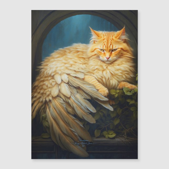 Handsome Orange Tabby Cat with Tail Feathers (Front)