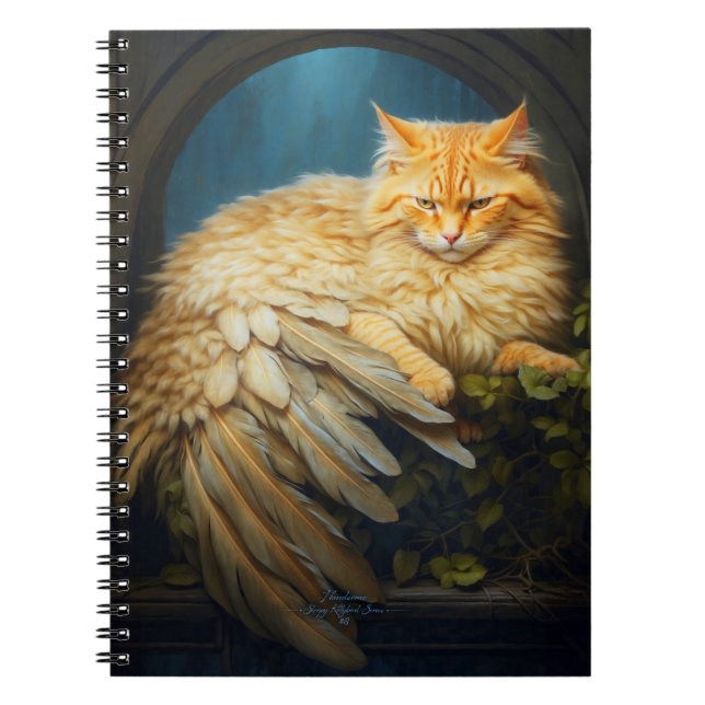 Handsome Orange Tabby Cat with Tail Feathers Notebook (Front)