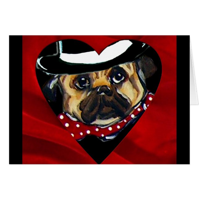 Handsome Pug Valentine (Front Horizontal)