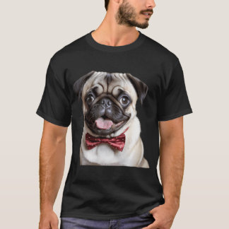 Handsome Pug with tie, giving puppy dog eyes T-Shirt