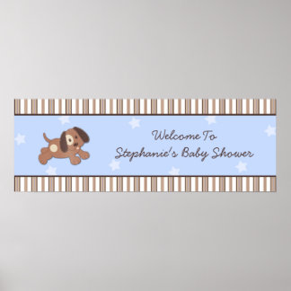 Handsome Puppy Baby Shower Banner Poster