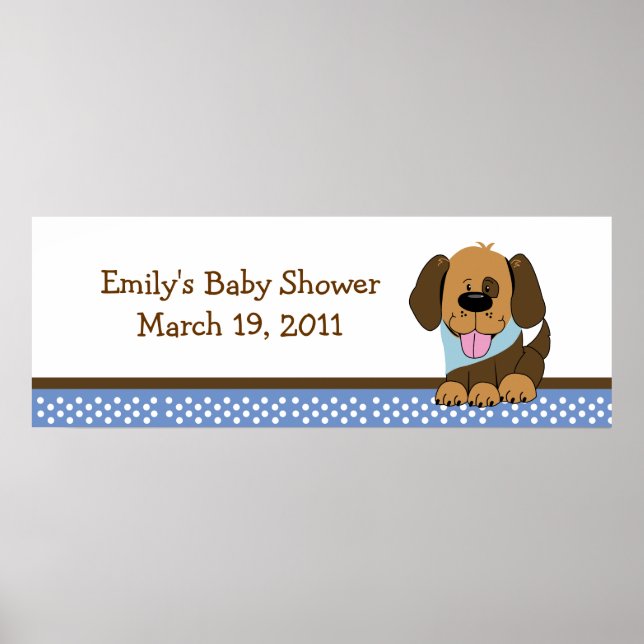 Handsome Puppy Baby Shower /  Birthday Banner Poster (Front)
