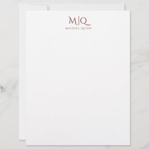 Handsome Red Monogram Decorative Initials Name  Custom Letterhead